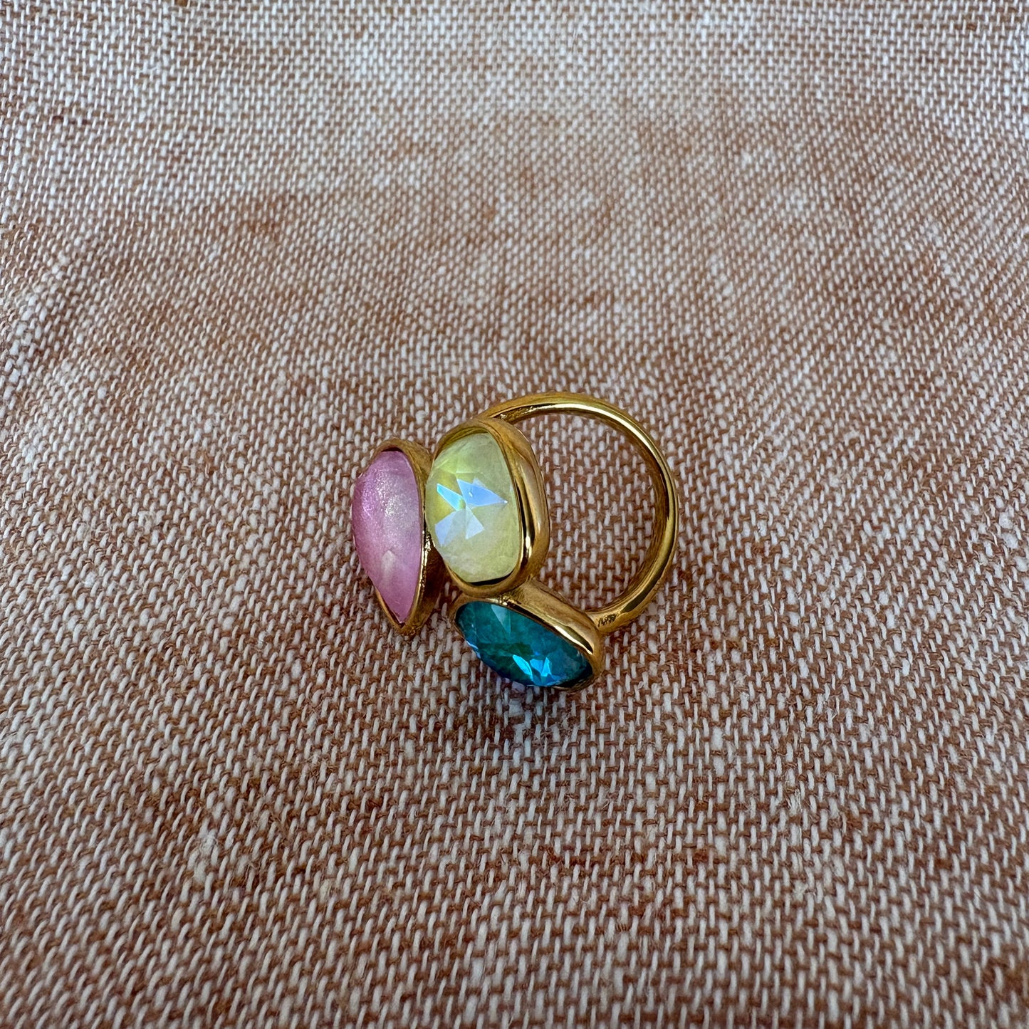 Rio Adjustable Ring - Pink Turquoise Yellow
