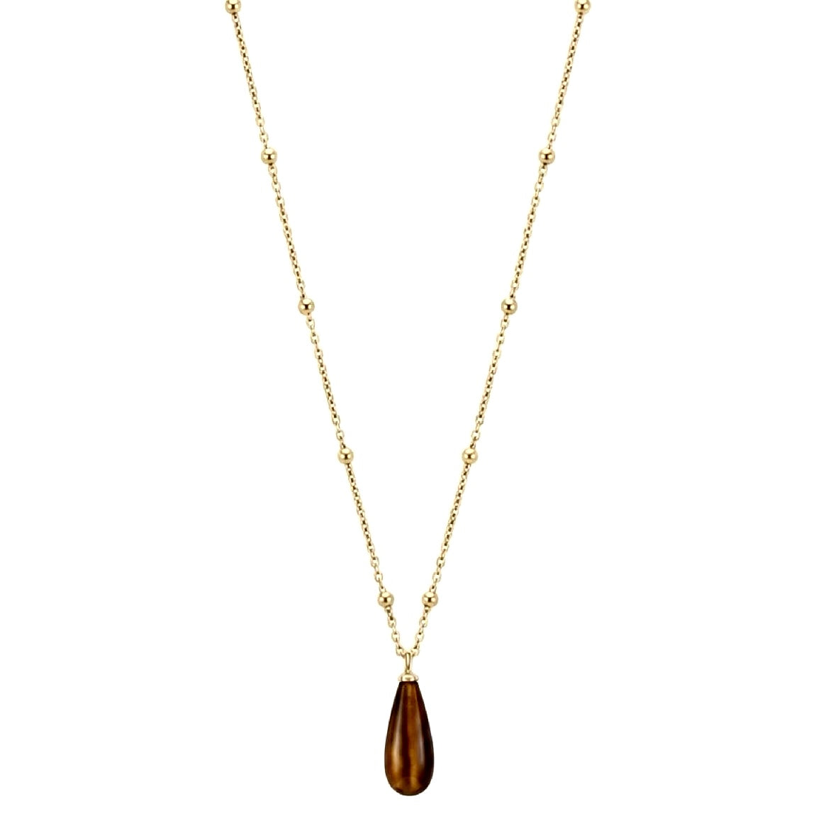 Ravello - Tiger's Eye Teardrop Pendant on Satellite chain
