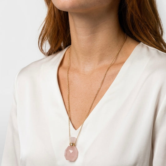 Positano - Rose Quartz Perfume Bottle Pendant