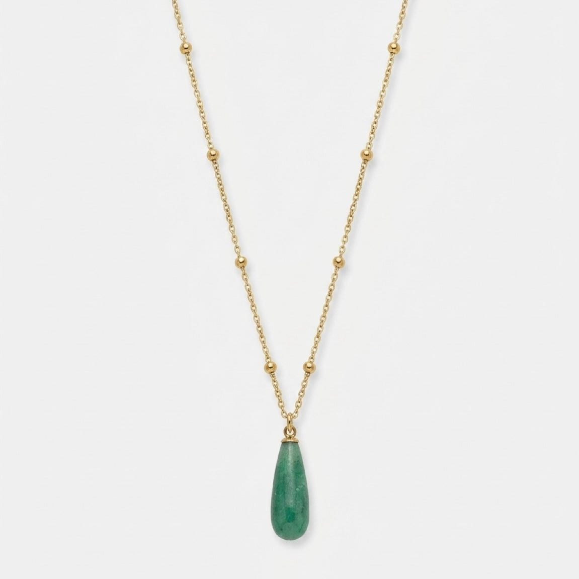 Ravello - Amazonite Teardrop Pendant on Satellite chain