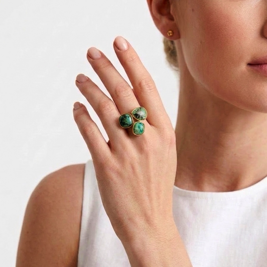 Rio Adjustable Ring - African Jade