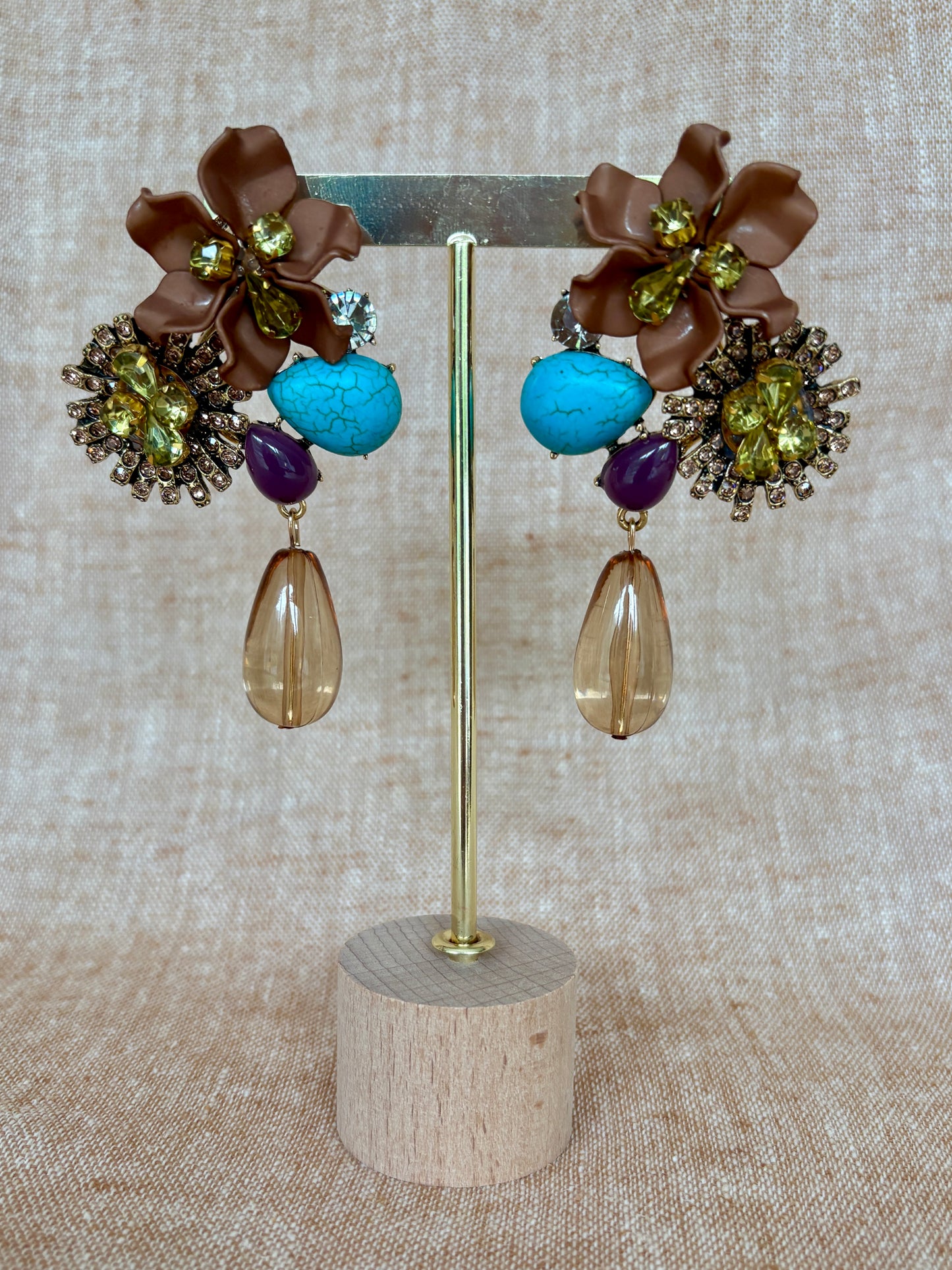 Miami - Statement Flower Earrings - Coffee