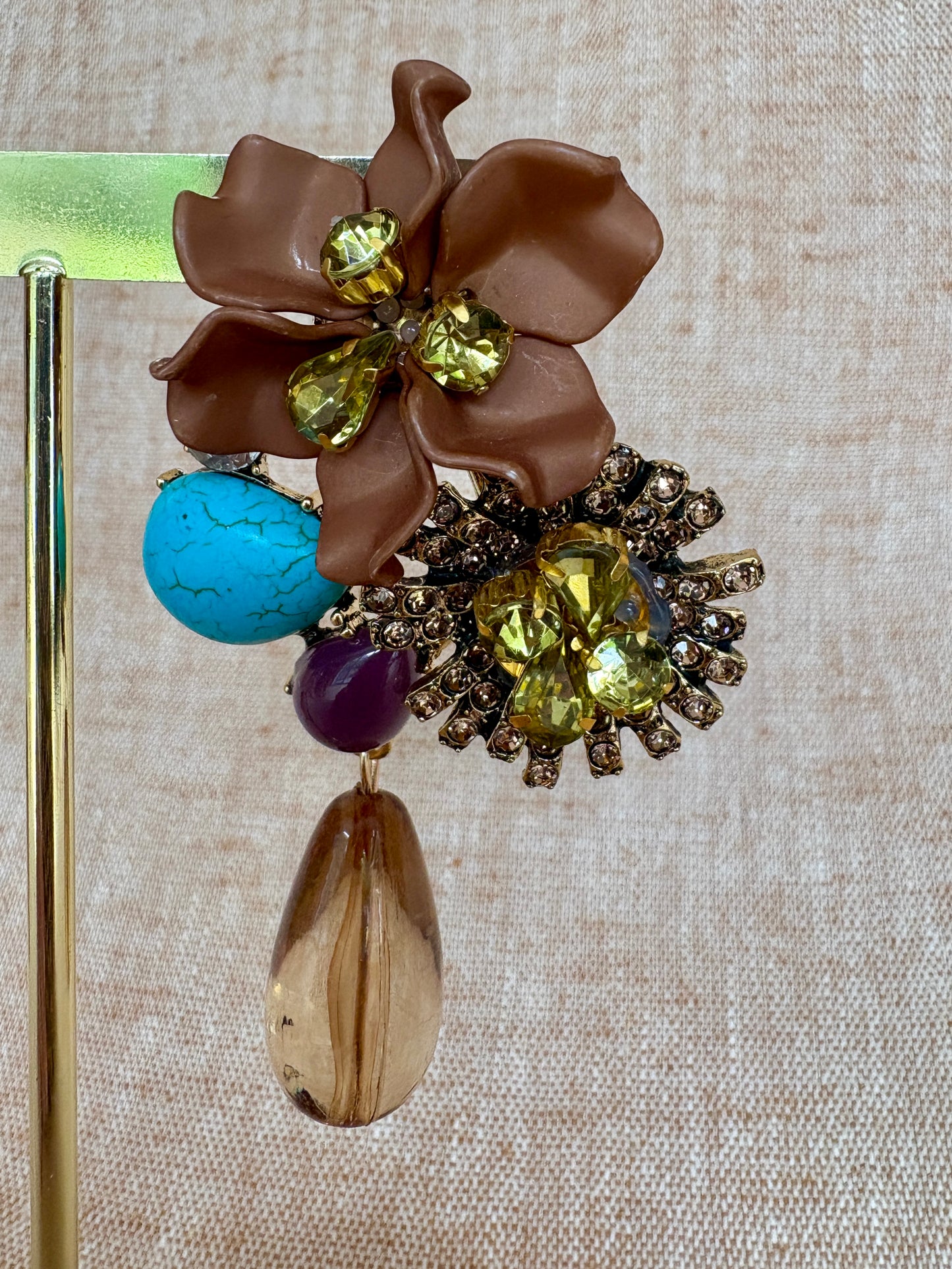 Miami - Statement Flower Earrings - Coffee