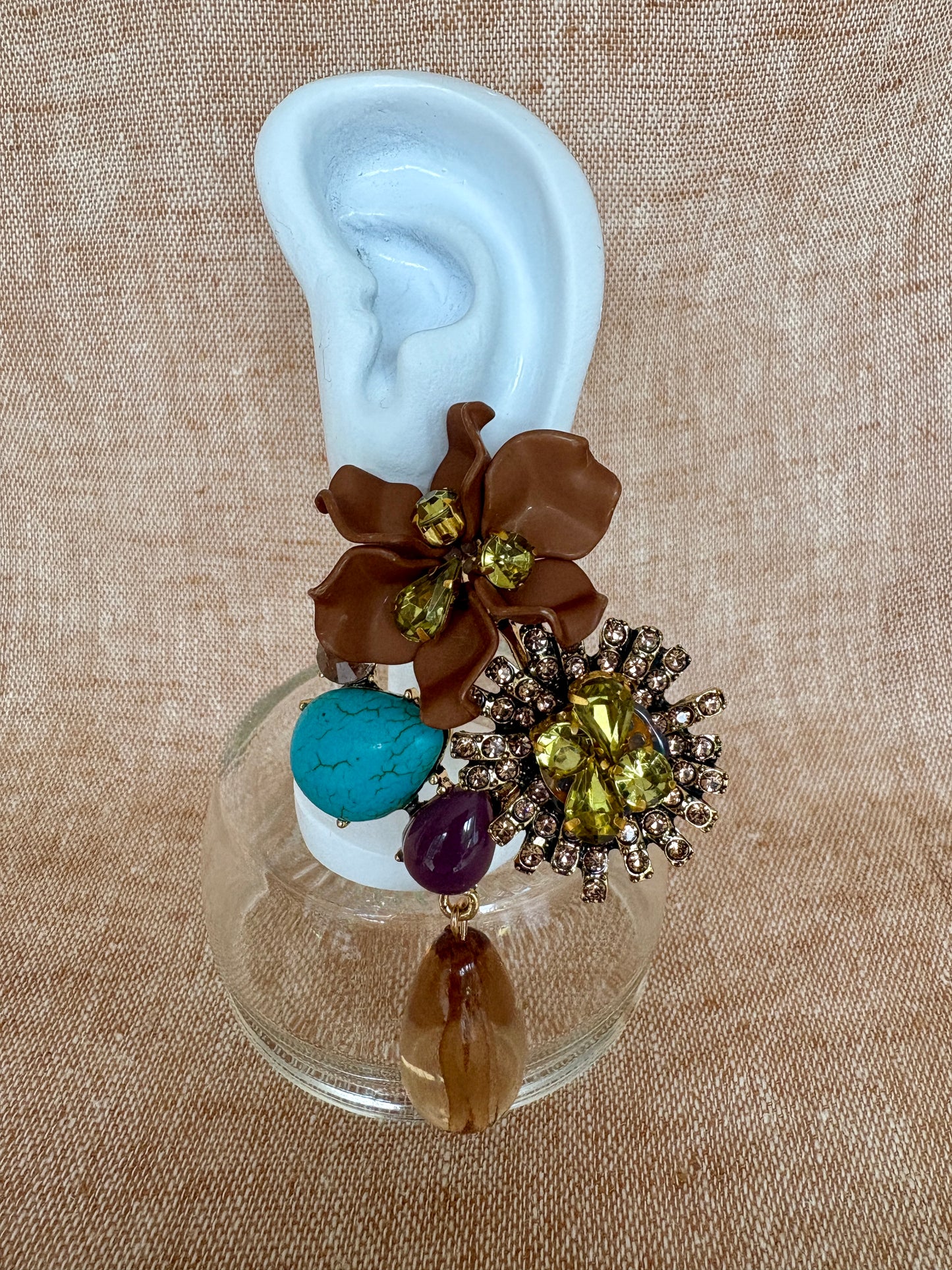 Miami - Statement Flower Earrings - Coffee