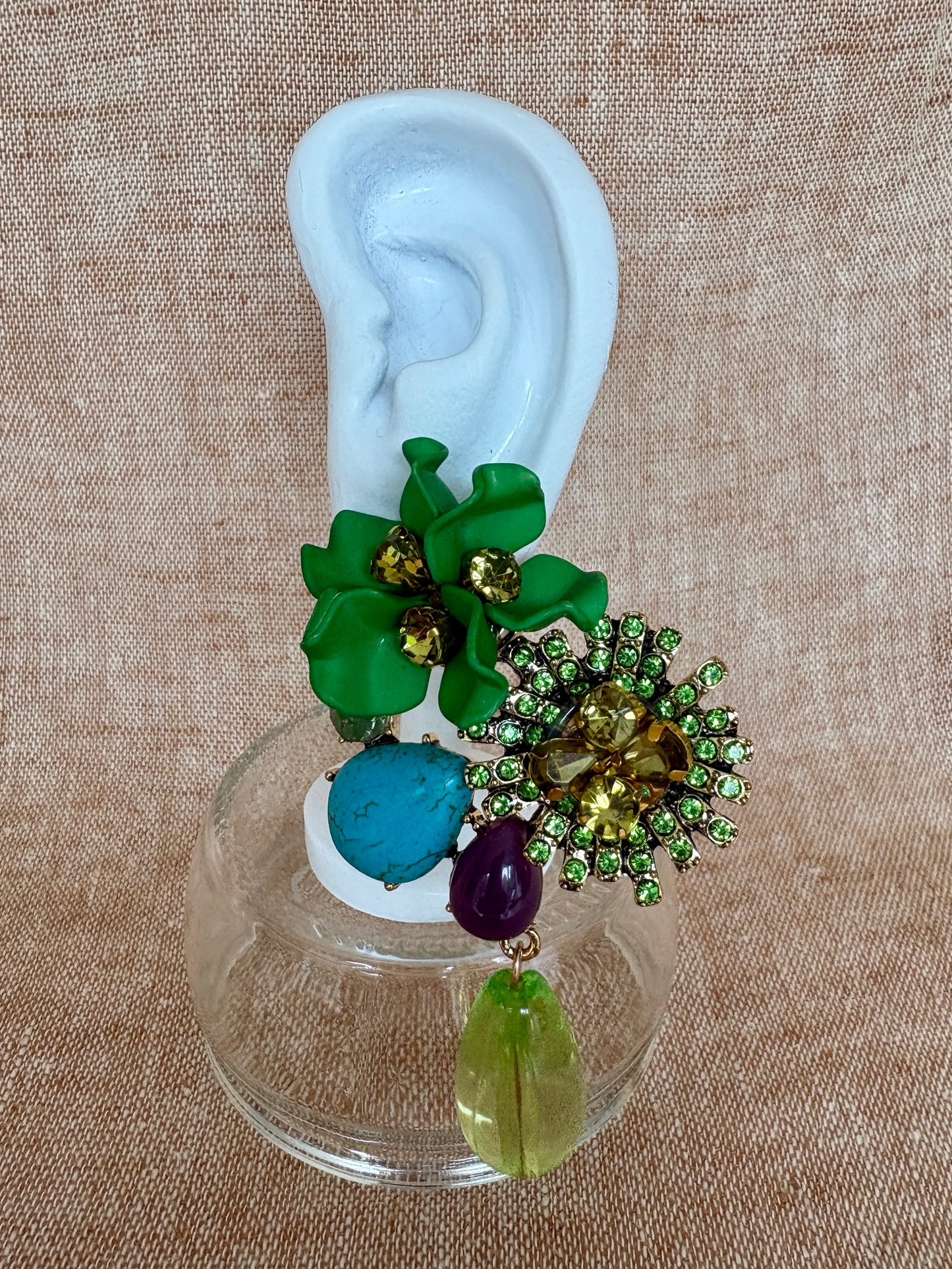 Miami - Statement Flower Earrings - Green