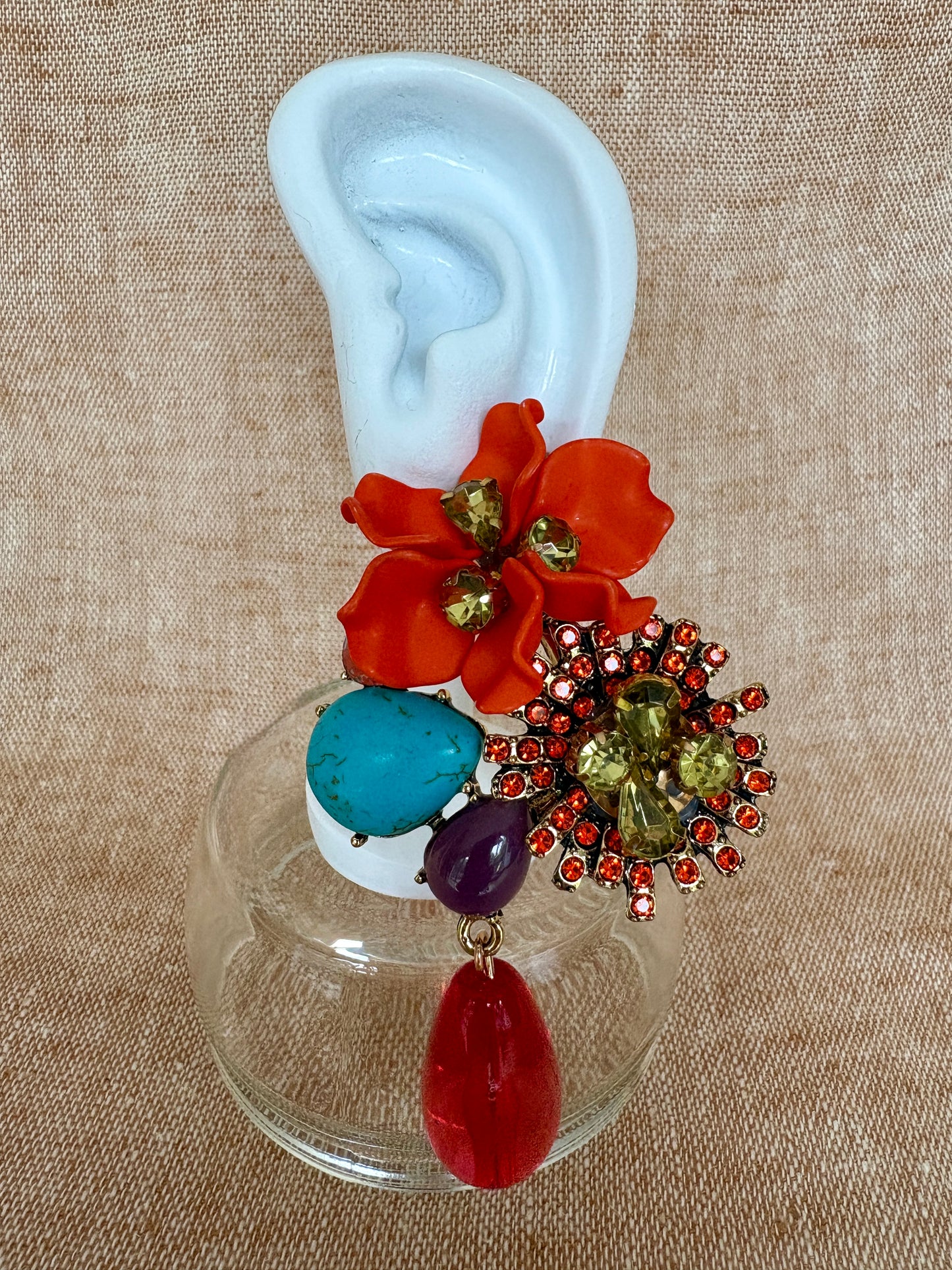 Rio - Statement Flower Earrings - Vermillion