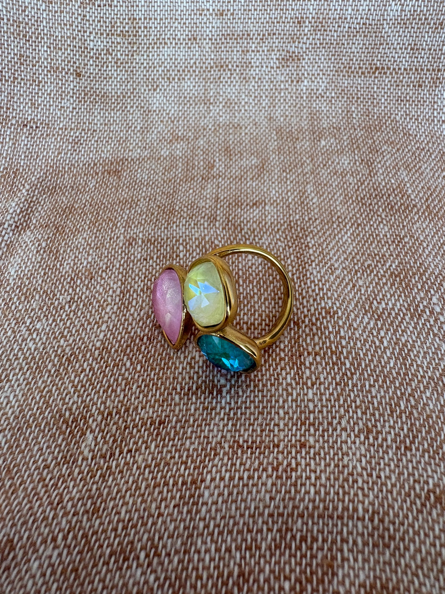 Rio Adjustable Ring - Pink Turquoise Yellow