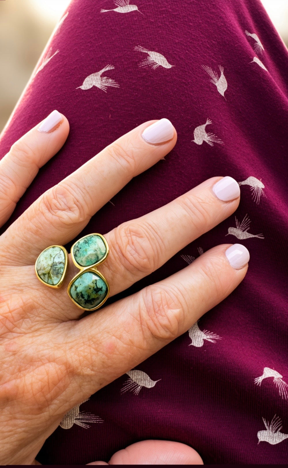 Rio Adjustable Ring - African Jade