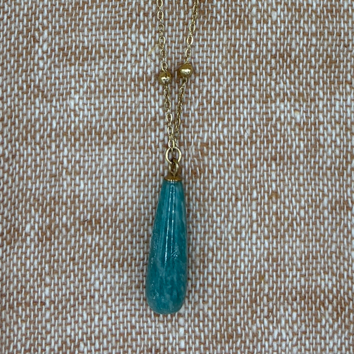 Ravello - Amazonite Teardrop Pendant on Satellite chain