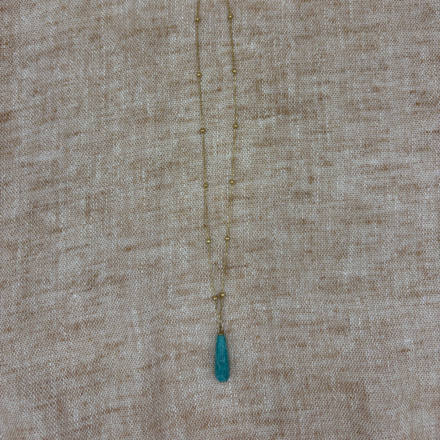 Ravello - Amazonite Teardrop Pendant on Satellite chain