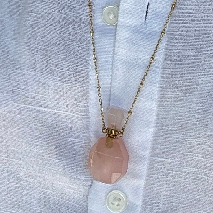 Positano - Rose Quartz Perfume Bottle Pendant