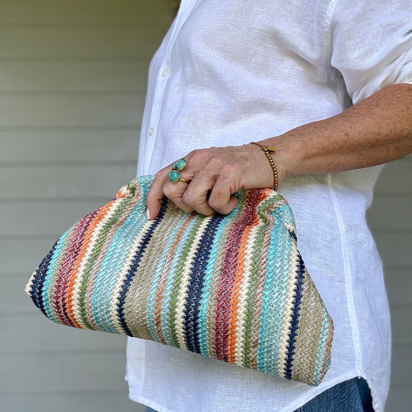 Rye - Striped Woven Clutch bag
