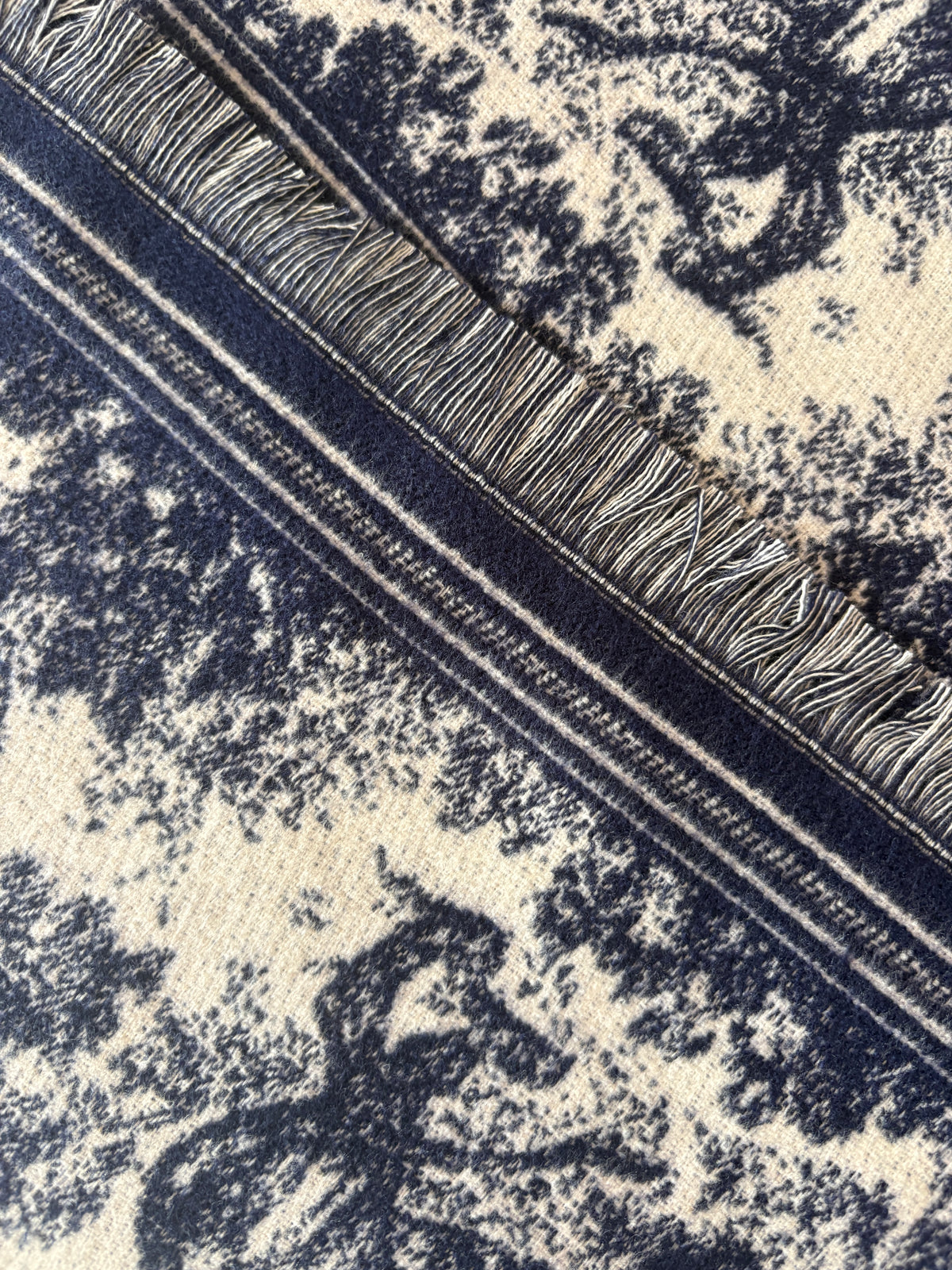 Versailles - Triangular Toile de Jouy Scarf - Indigo
