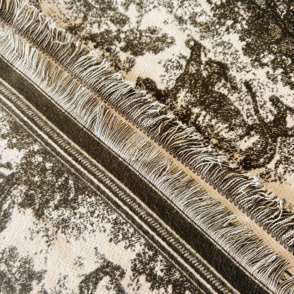 Versailles - Triangular Toile de Jouy Scarf - Khaki