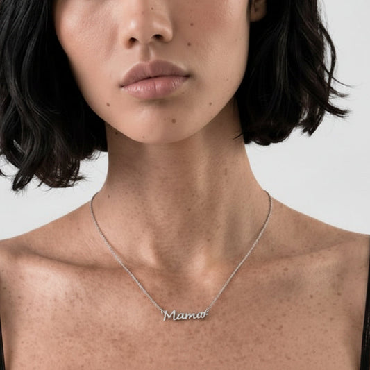 Mama Necklace - Silver Tone
