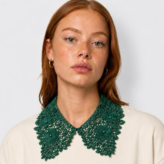 Toledo - Guipure Lace Statement Collar - Emerald