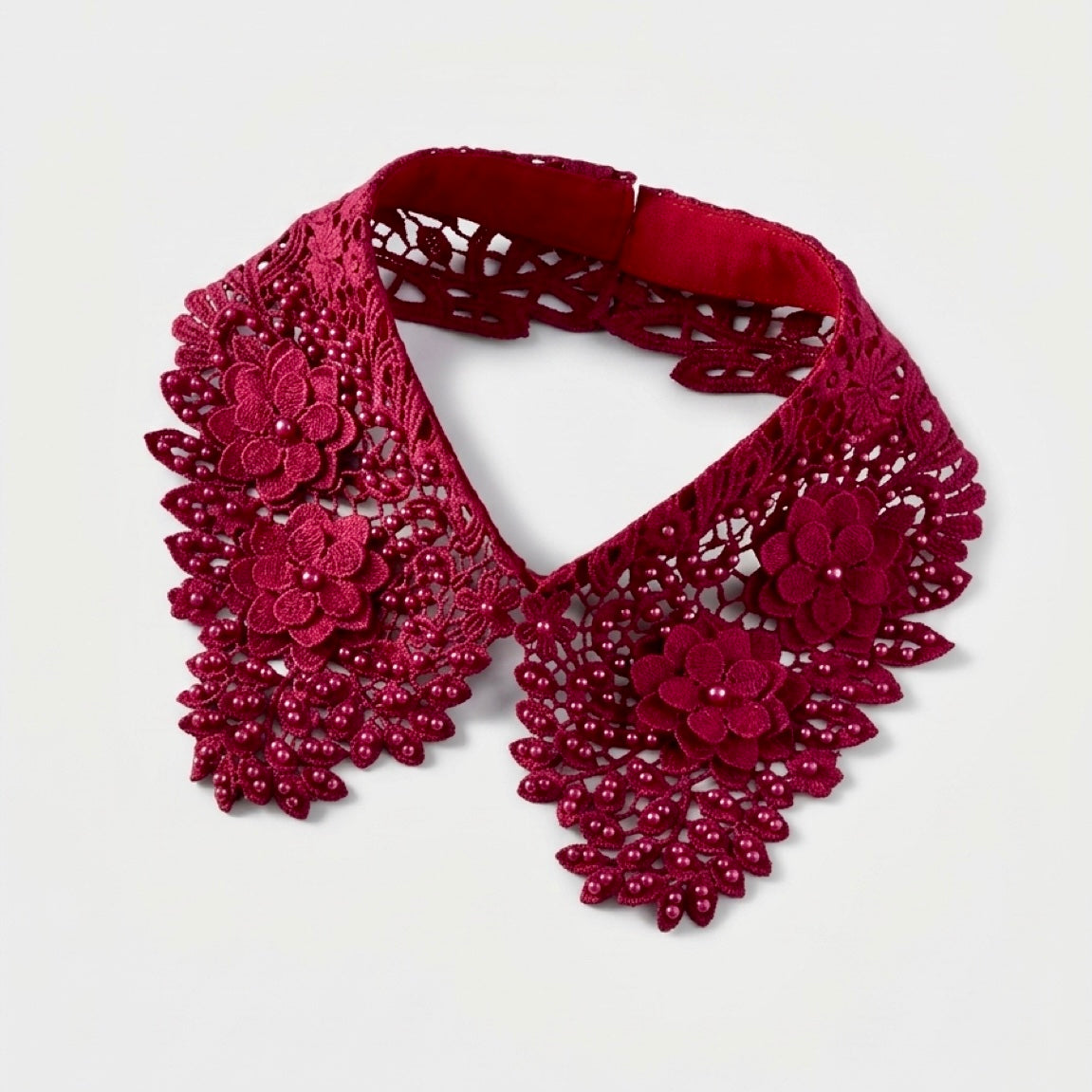 Toledo - Guipure Lace Statement Collar - Ruby