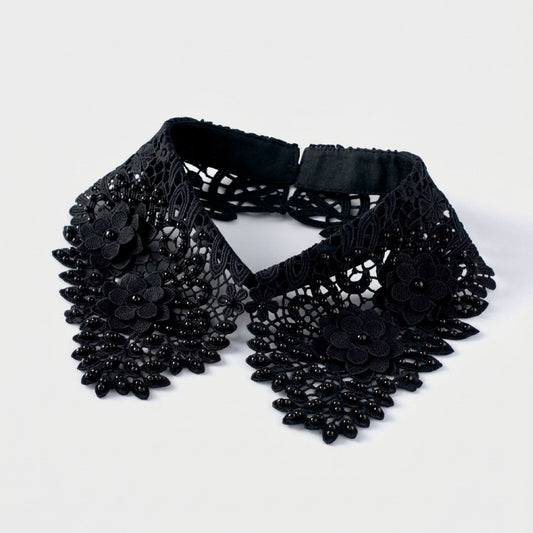 Toledo - Guipure Lace Statement Collar - Onyx