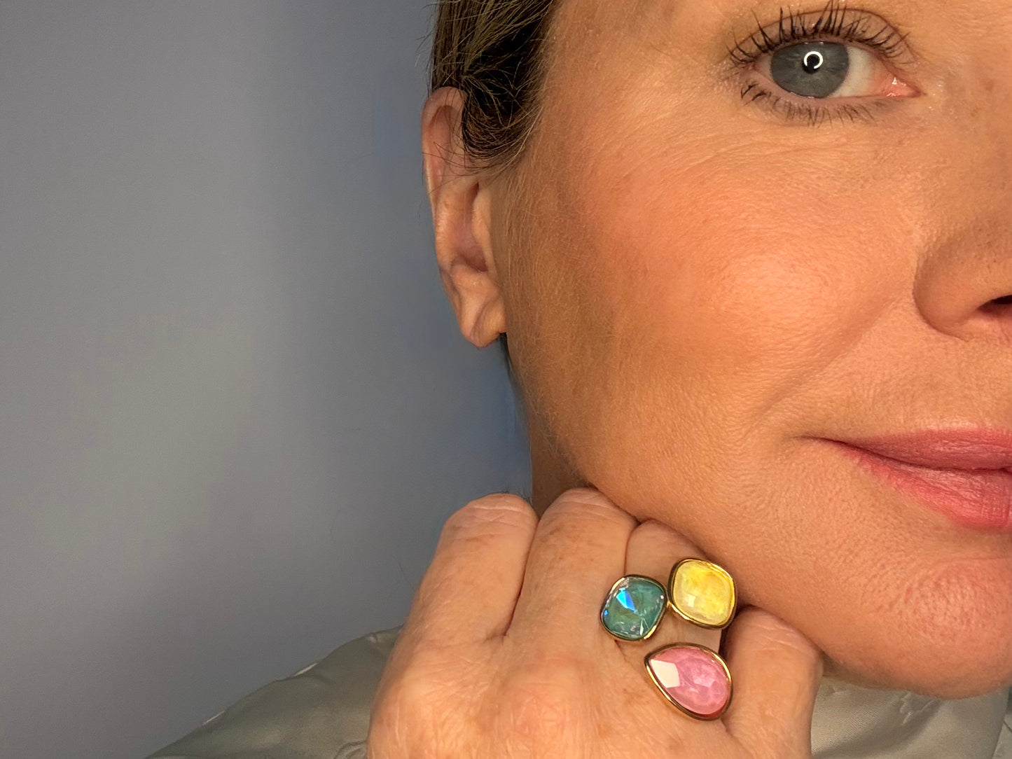 Rio Adjustable Ring - Pink Turquoise Yellow