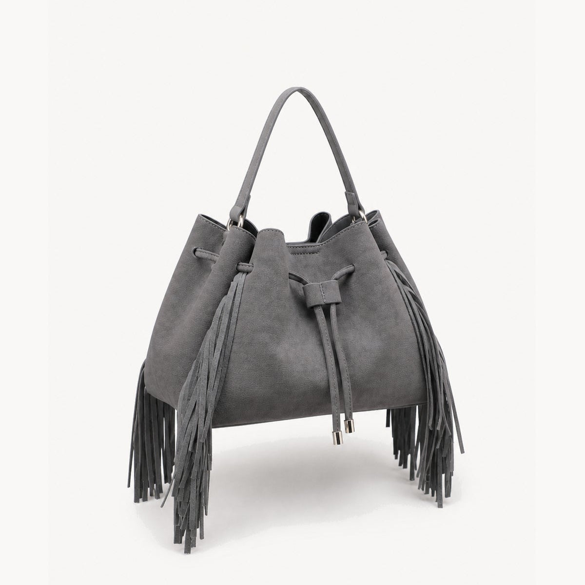 Roma - Fringed drawstring bag - Grey