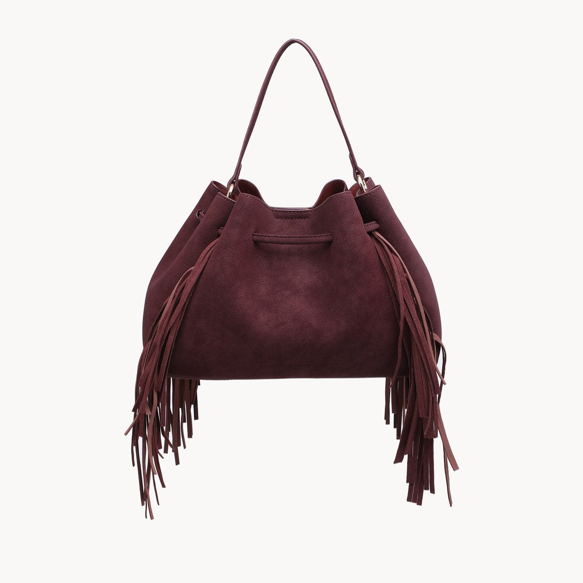 Roma - Fringed drawstring bag - Bordeaux